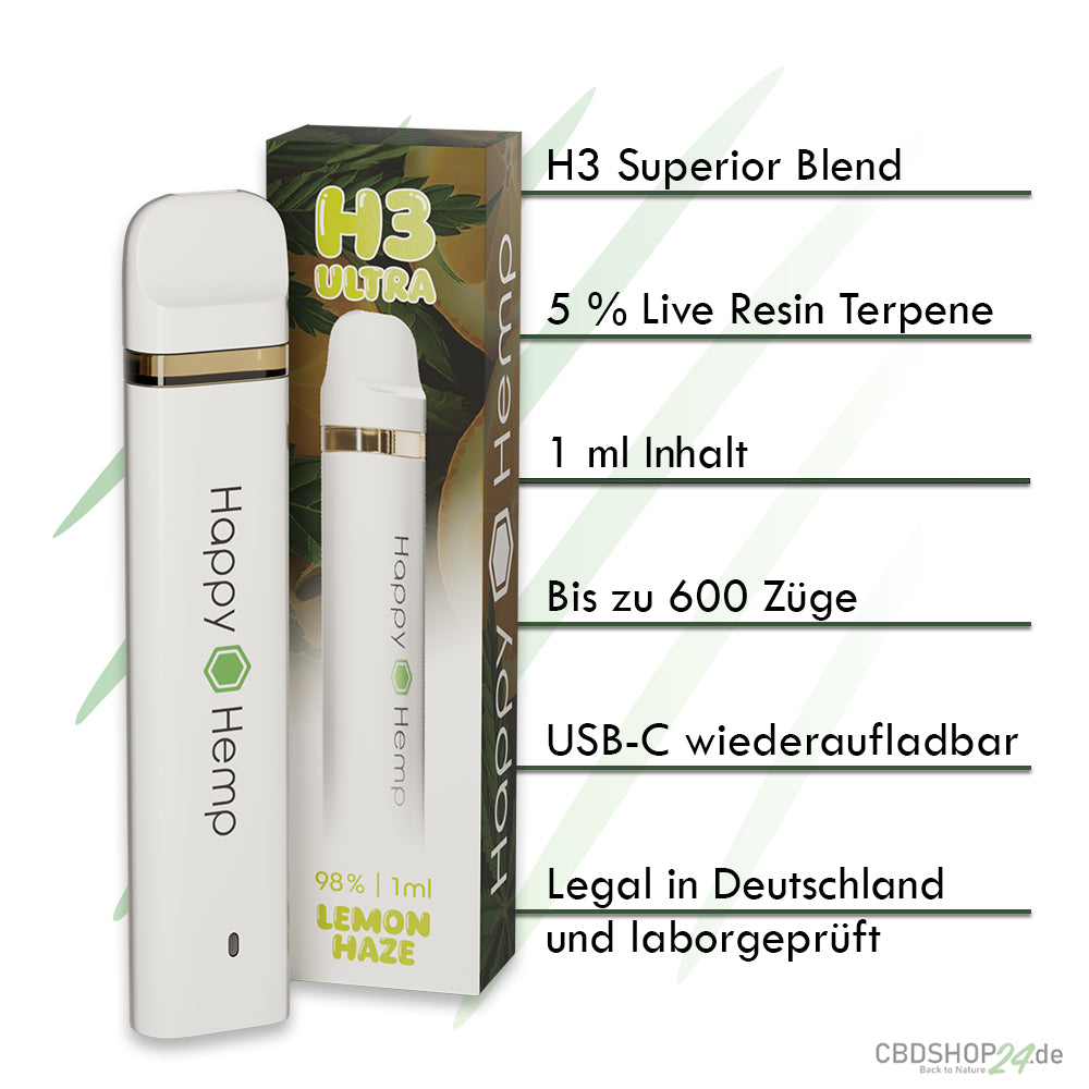 Happy Hemp H3 Ulta Super Lemon Haze 1ml Vape-cbdshop24.de