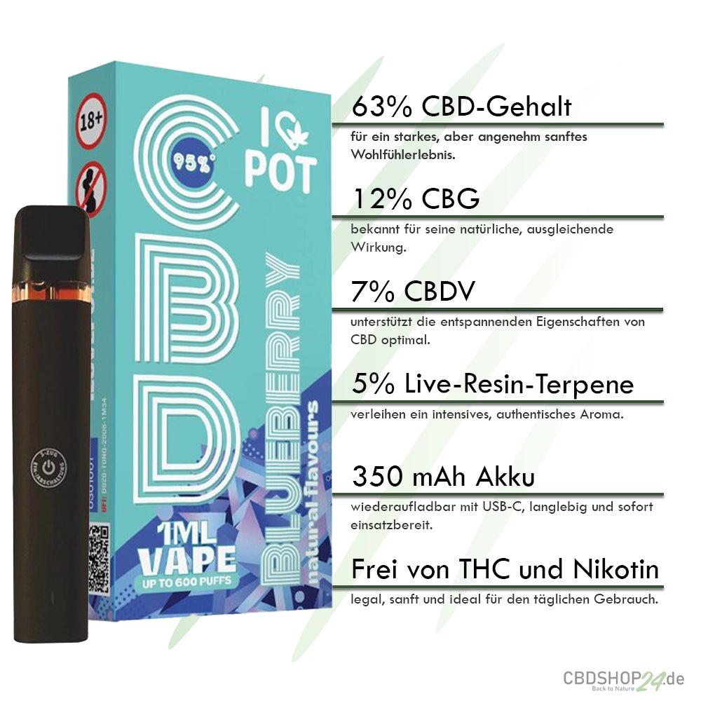 ILovePot CBD Vape 95% - Blueberry-cbdshop24.de