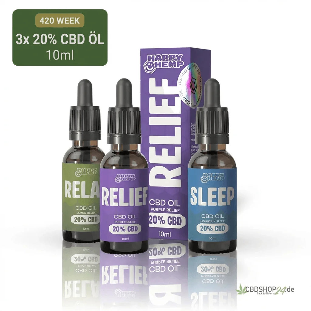 Pack d’Huiles CBD Happy Hemp 20 % (les 3 variétés) à prix découverte