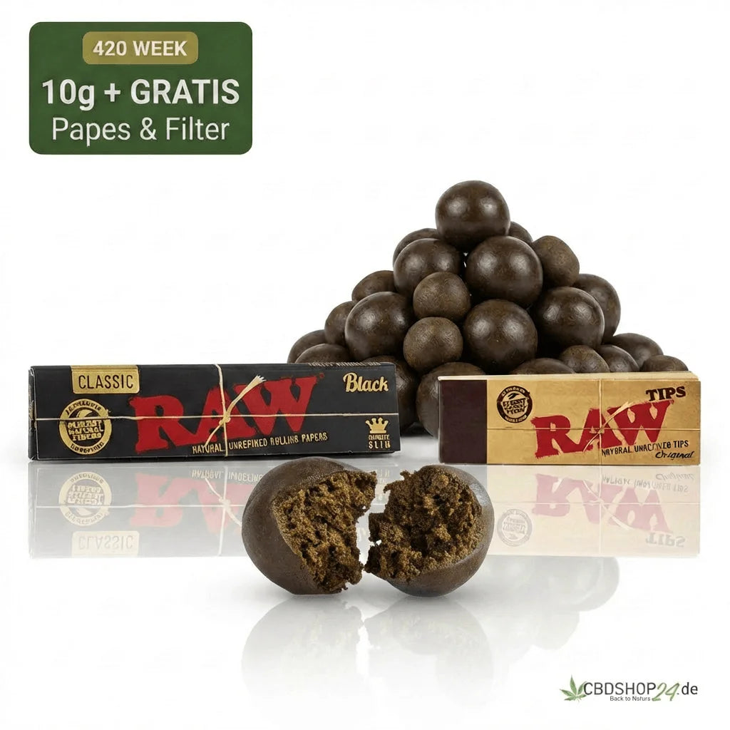 H2 Superior Hash 10 g - Temple Ball + Filtres RAW & Feuilles King Size