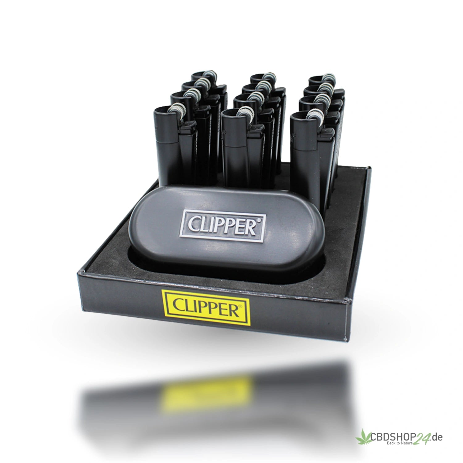 Clipper Feuerzeug Stahl Matt All Black-cbdshop24.de