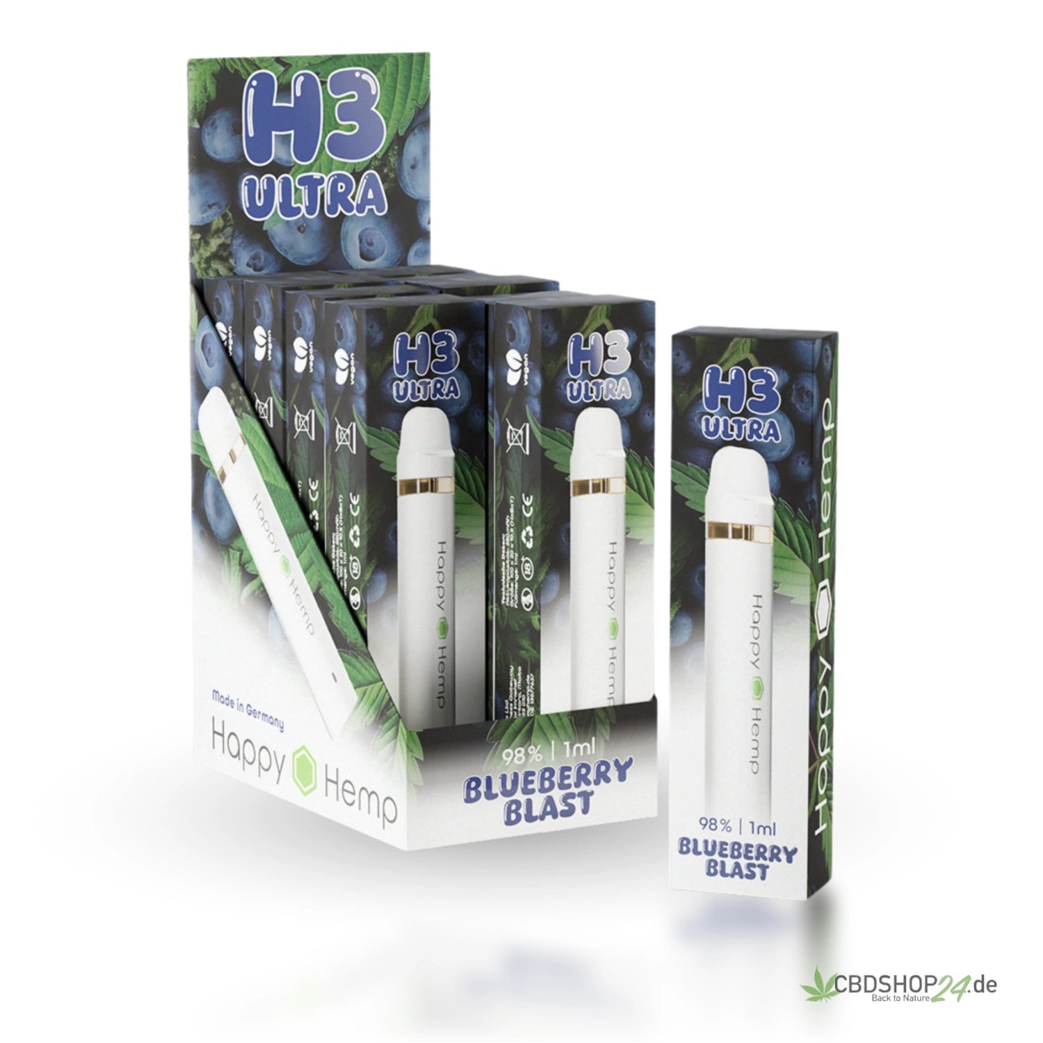 Happy Hemp H3 Ultra Vape 98% - Blueberry Blast cbdshop24