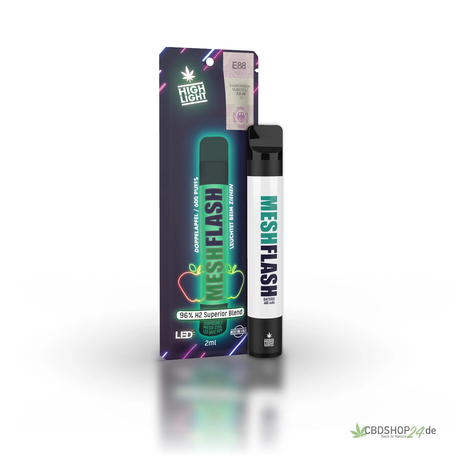 Mesh Flash Vape H2 Superior 96% - Doppelapfel 2ml cbdshop24